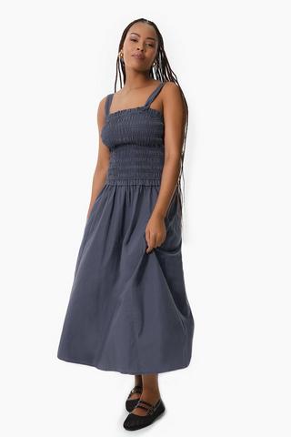 Shirred Drop Waist Dress