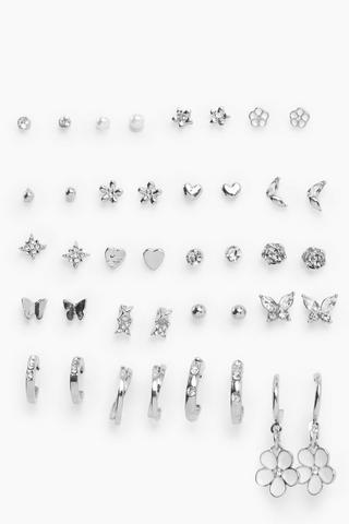 20 Pack Stud And Hoop Earrings
