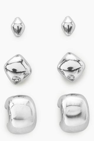 3 Pack Stud And Hoop Earrings Set
