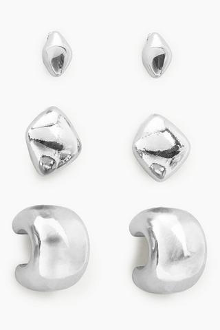 3 Pack Stud And Hoop Earrings Set