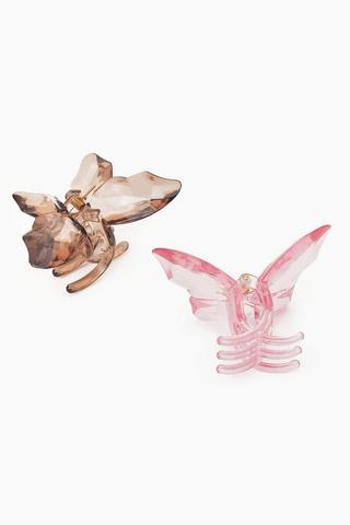 2 Pack Butterfly Hair Clips - ONESIZE