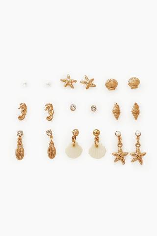 9 Pack Stud And Hoop Earrings