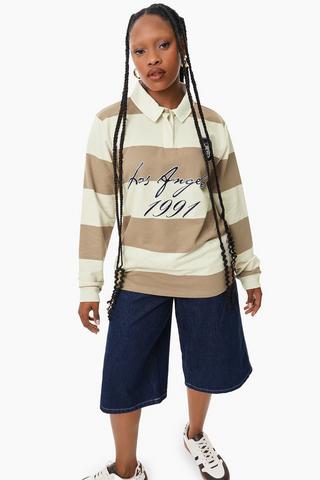 Oversized Stripe Sweat Top