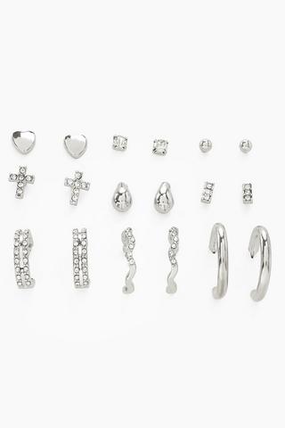 9 Pack Stud And Hoop Earrings