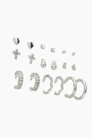 9 Pack Stud And Hoop Earrings