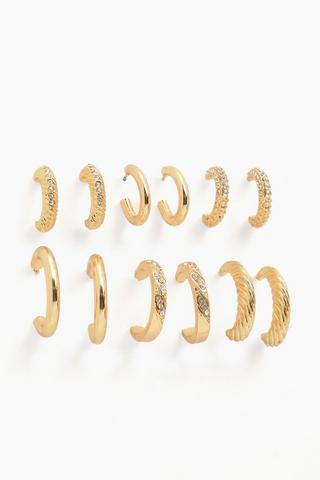 6 Pack Hoop Earrings