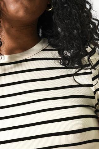 Stripe Ribbed Fitted Top