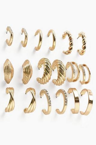 9 Pack Hoop Earrings