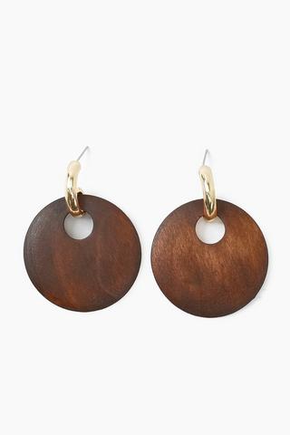 Round Wood Drop Earrings