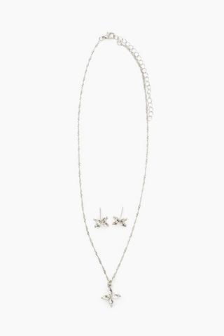 Flower Earrings And Necklace Set