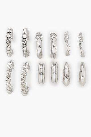 6 Pack Hoop Earrings