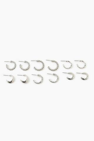 6 Pack Hoop Earrings