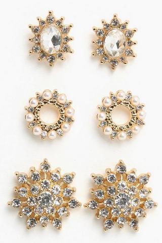 3 Pack Stud Earrings