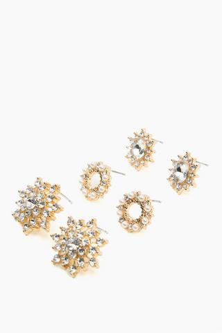 3 Pack Stud Earrings