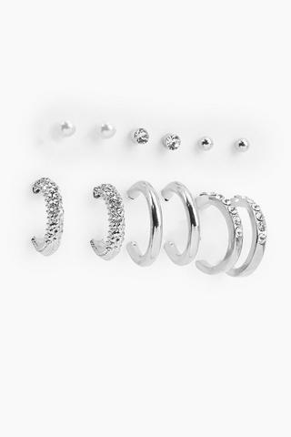 6 Pack Stud And Hoops Earrings