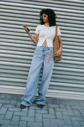 Wrap Waist Wide Leg Denim