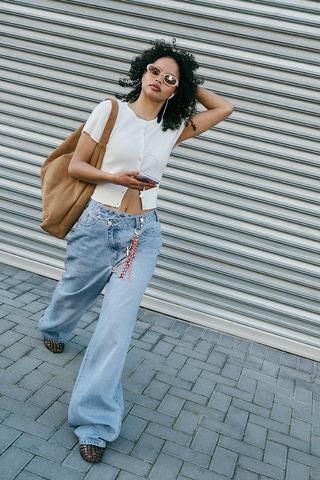 Wrap Waist Wide Leg Denim