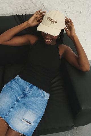 Denim A-Line Mini Skirt