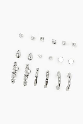 9 Pack Stud And Hoop Earrings