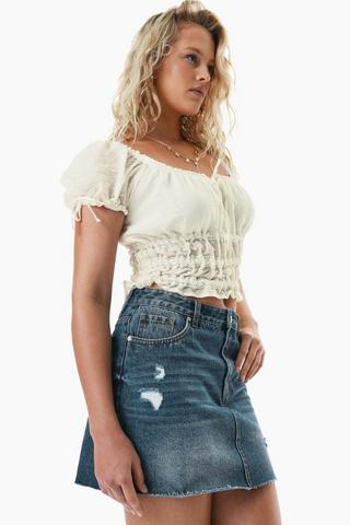 Denim A-Line Mini Skirt