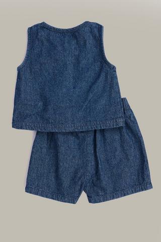 Denim Vest And Shorts Set