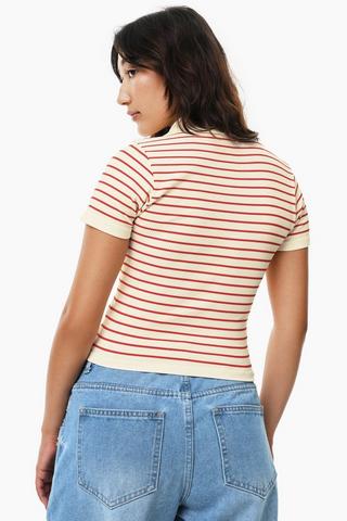 Stripe Seamless Johnny Collar Top