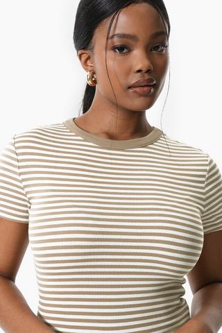 Stripe Ribbed Fitted Top
