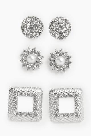 3 Pack Stud Earrings
