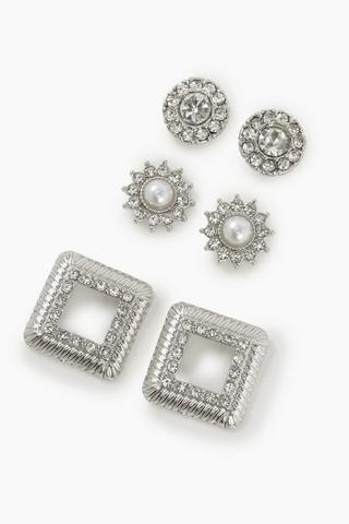 3 Pack Stud Earrings