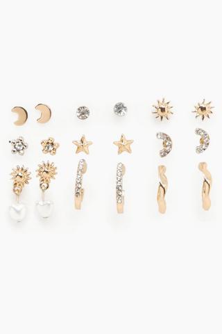 9 Pack Stud And Hoop Earrings