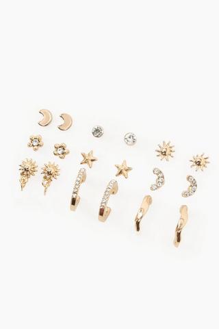 9 Pack Stud And Hoop Earrings
