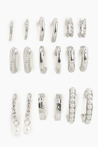 9 Pack Hoop Earrings