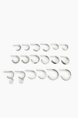 9 Pack Hoop Earrings