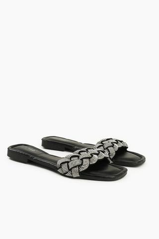 Diamante Plaited Strap Sandal