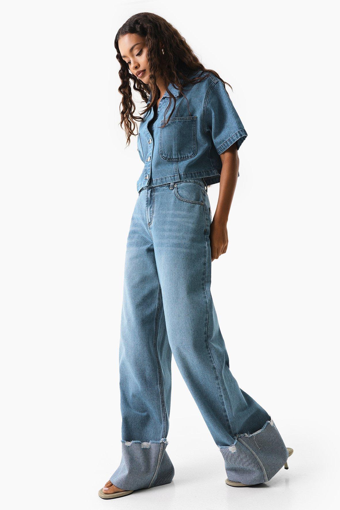 Wide Leg Turn Up Denim
