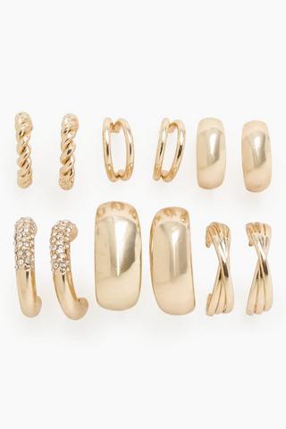 6 Pack Hoop Earrings