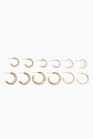 6 Pack Hoop Earrings
