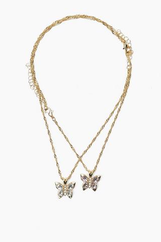 2PK NECKLACE SET BUTTERFLIES