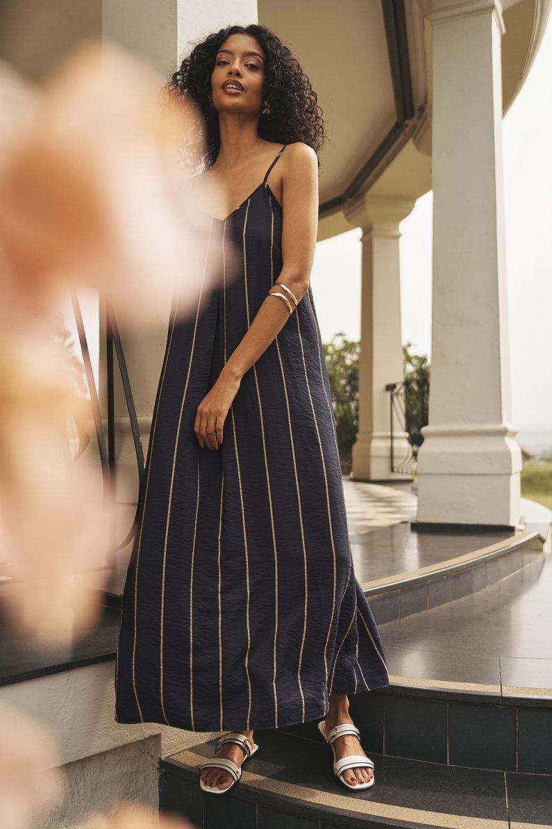 Breezy Striped A-Line Dress for Women - Effortless Summer Style