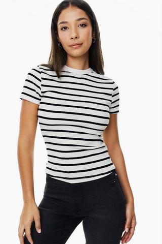 Stripe Ribbed Fitted Top