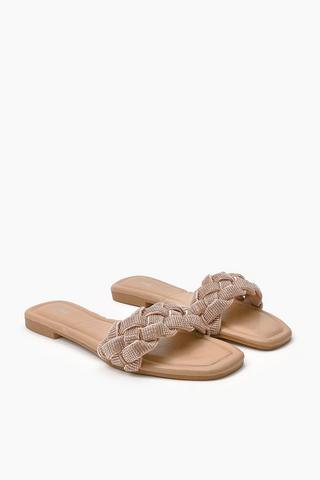 Diamante Plaited Strap Sandal