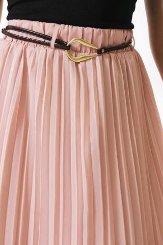 Belted Pleated Skirt