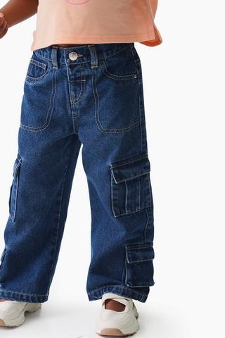 Wide-Leg Cargo Denim