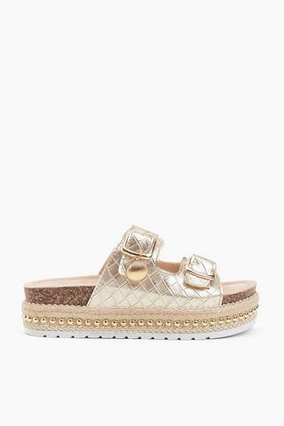 Double Buckle Espadrille Slider