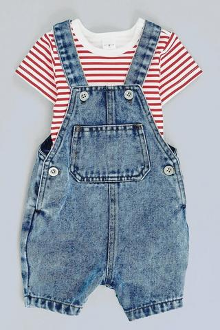 Denim Dungaree And Bodysuit Set