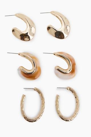 3 Pack Hoop Earrings