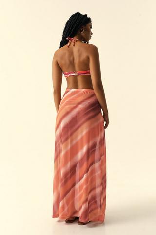 Stripe Mesh Maxi Skirt