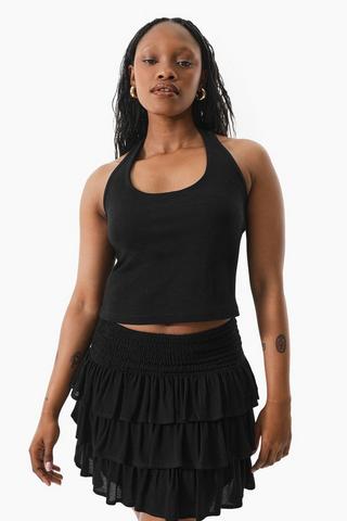 Ribbed Halter Neck Top