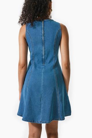 Denim Fit And Flare Dress