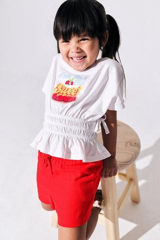 Peplum Boxy Rouged T-Shirt